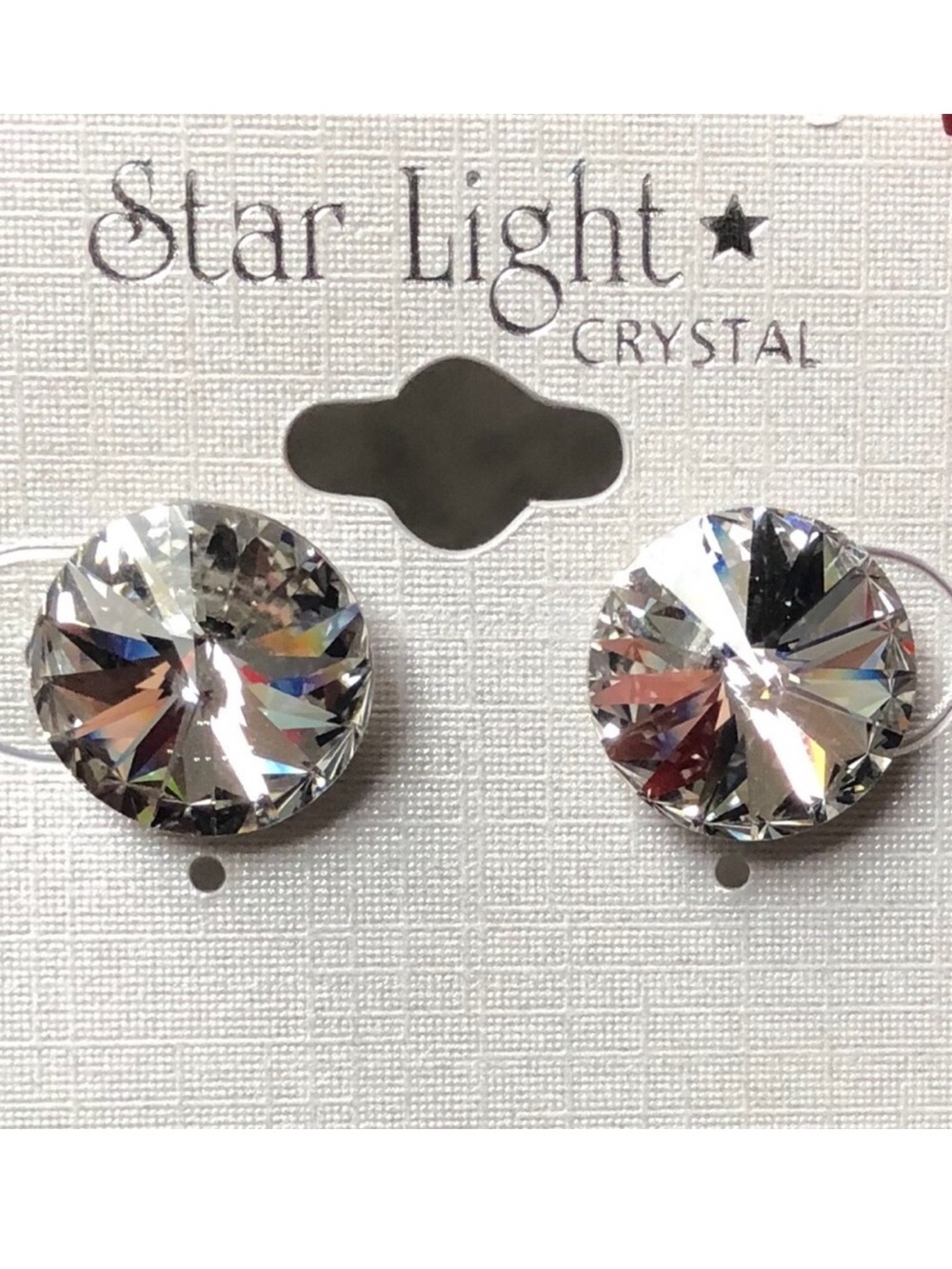 Star Light Crystal Clear Round Stud Earrings!